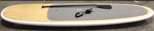 Bamboo sup with paddle, leash and fins