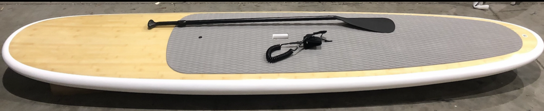 Bamboo sup with paddle, leash and fins